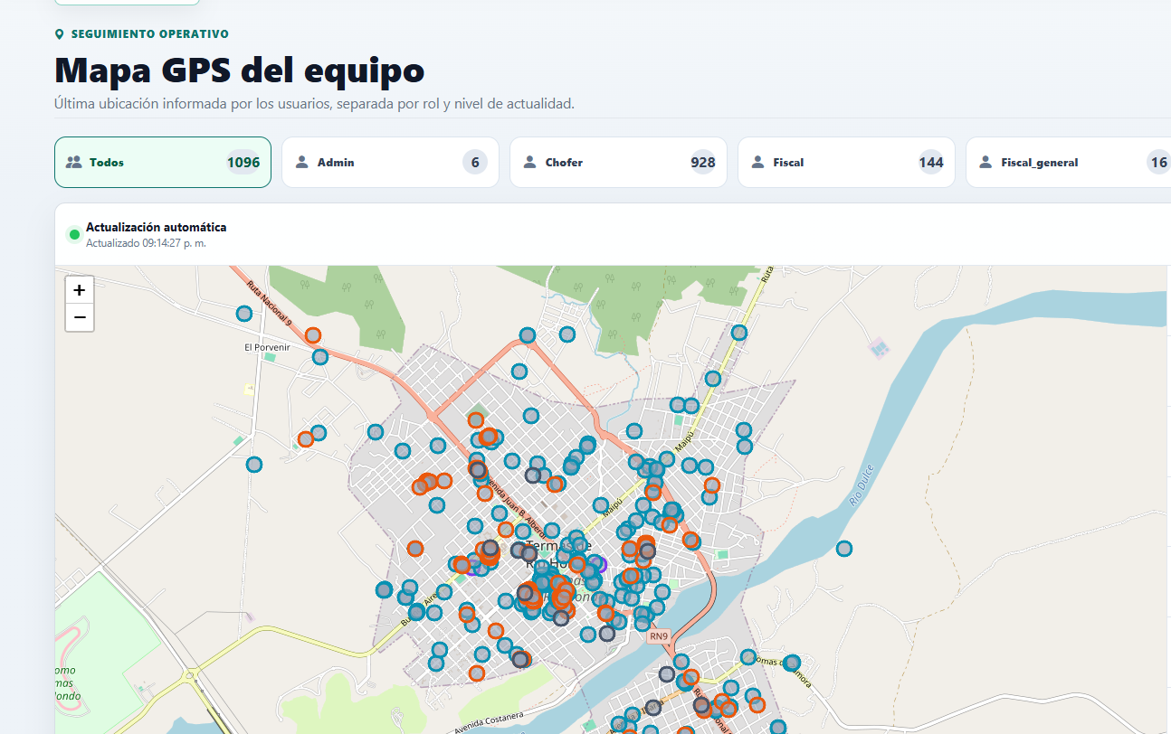 Mapa GPS del equipo electoral en SIGE